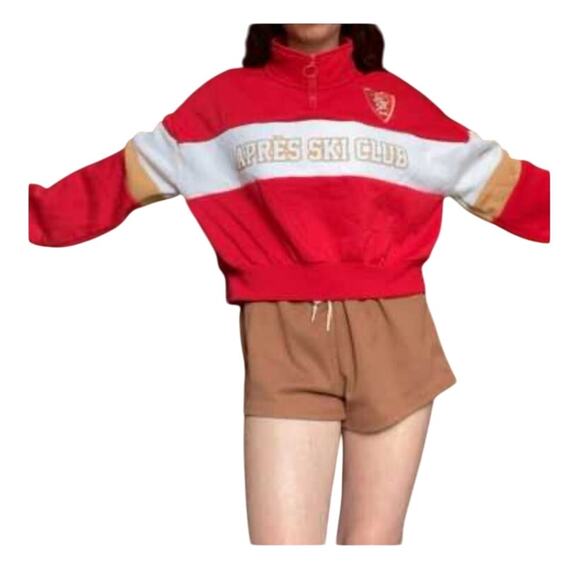 Après-ski Club by Chemistry Cropped 3/4 Zip Mock Neck Sweatshirt NWT - Picture 1 of 15
